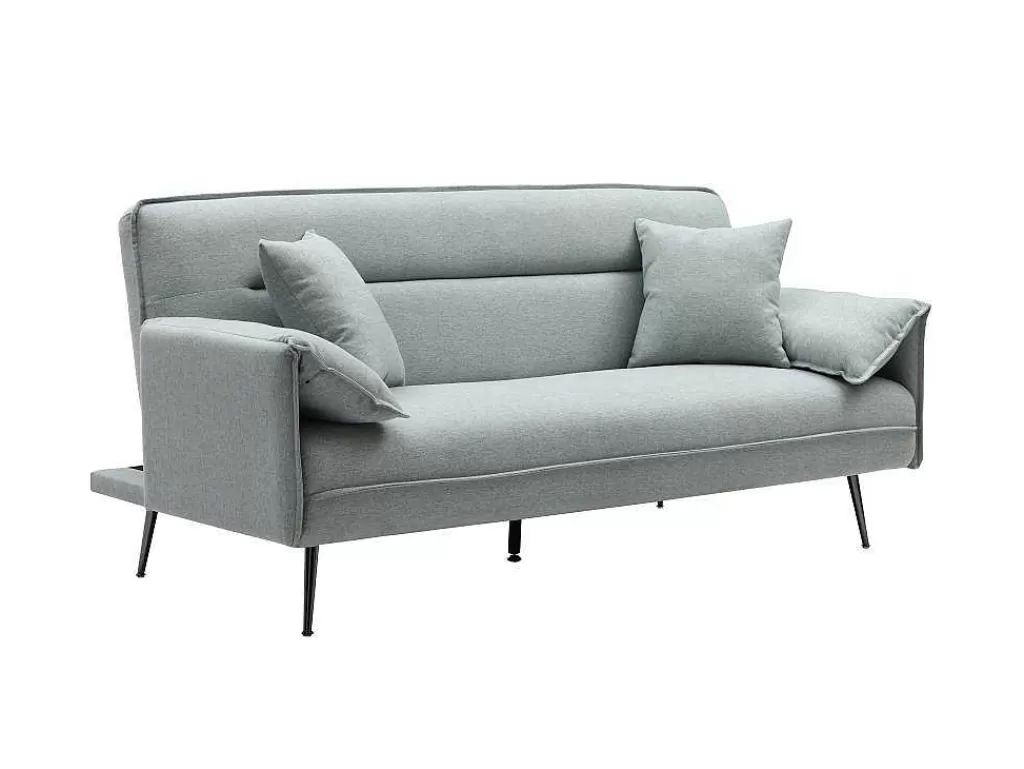 Sofá Cama Clic-Clac E Dobravel*Vente-unique Sofá De 3 Lugares Convertivel Clic-Clac Em Tecido Verde Cinza - Fusano