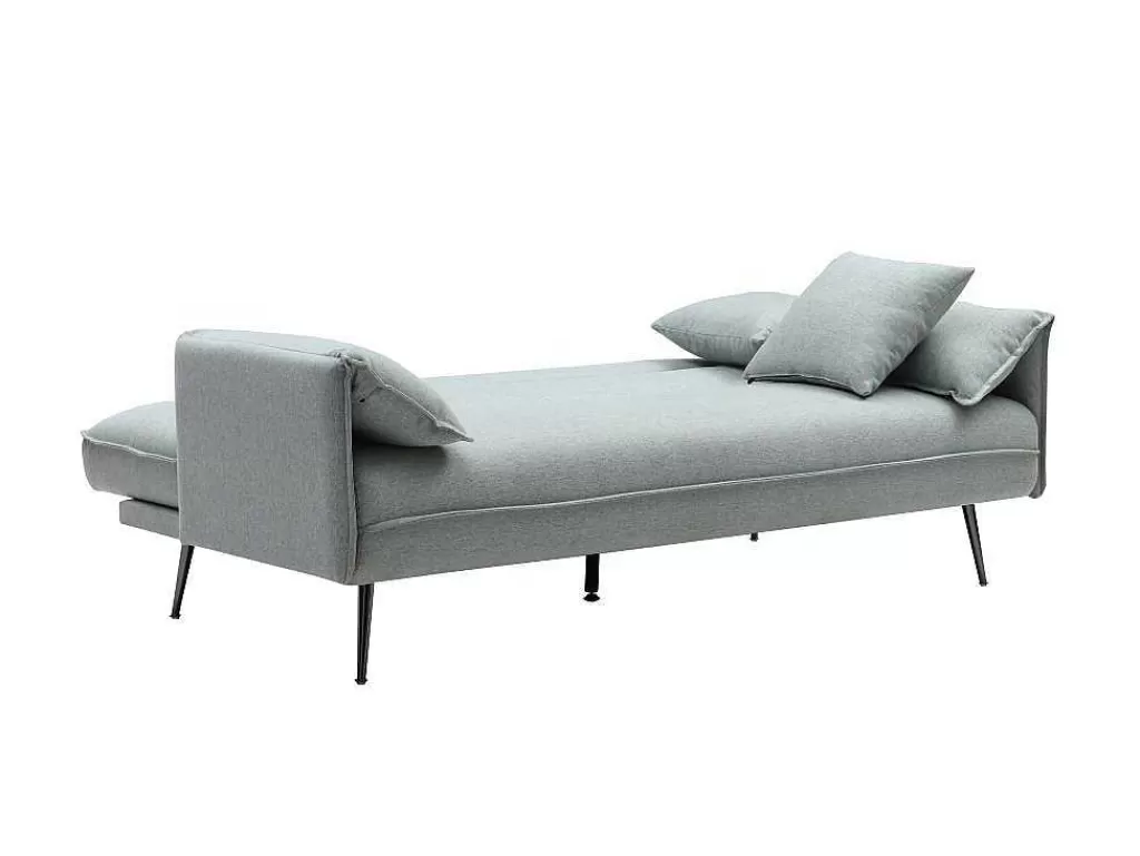 Sofá Cama Clic-Clac E Dobravel*Vente-unique Sofá De 3 Lugares Convertivel Clic-Clac Em Tecido Verde Cinza - Fusano