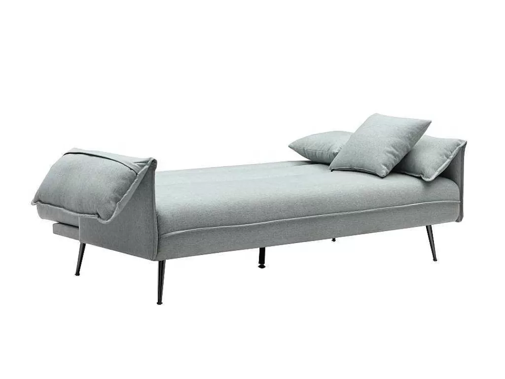Sofá Cama Clic-Clac E Dobravel*Vente-unique Sofá De 3 Lugares Convertivel Clic-Clac Em Tecido Verde Cinza - Fusano