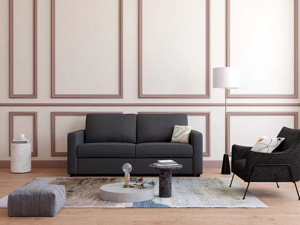 Sofá Cama De Abertura Rapida*Vente-unique Sofá De 3 Lugares Convertivel De Abertura Rapida Em Tecido Antracite - Doneto