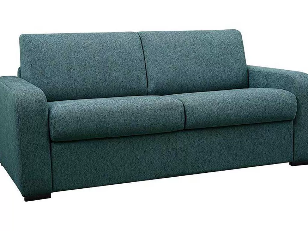 Sofá Cama De Abertura Rapida*Vente-unique Sofá De 3 Lugares Convertivel De Abertura Rapida Em Tecido Cor Azul Bevis - Colchão De 14 Cm