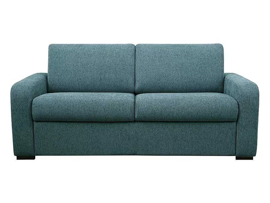 Sofá Cama De Abertura Rapida*Vente-unique Sofá De 3 Lugares Convertivel De Abertura Rapida Em Tecido Cor Azul Bevis - Colchão De 14 Cm