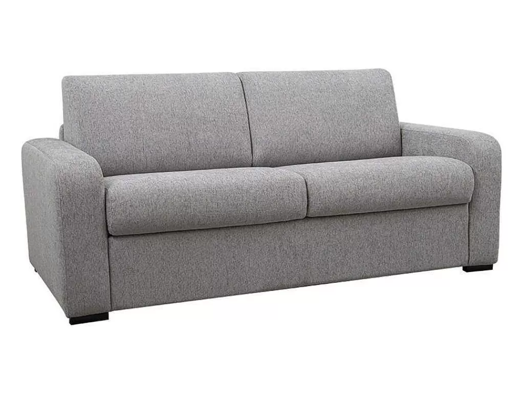 Sofá Cama De Abertura Rapida*Vente-unique Sofá De 3 Lugares Convertivel De Abertura Rapida Em Tecido Cor Cinza Bevis - Colchão De 14 Cm
