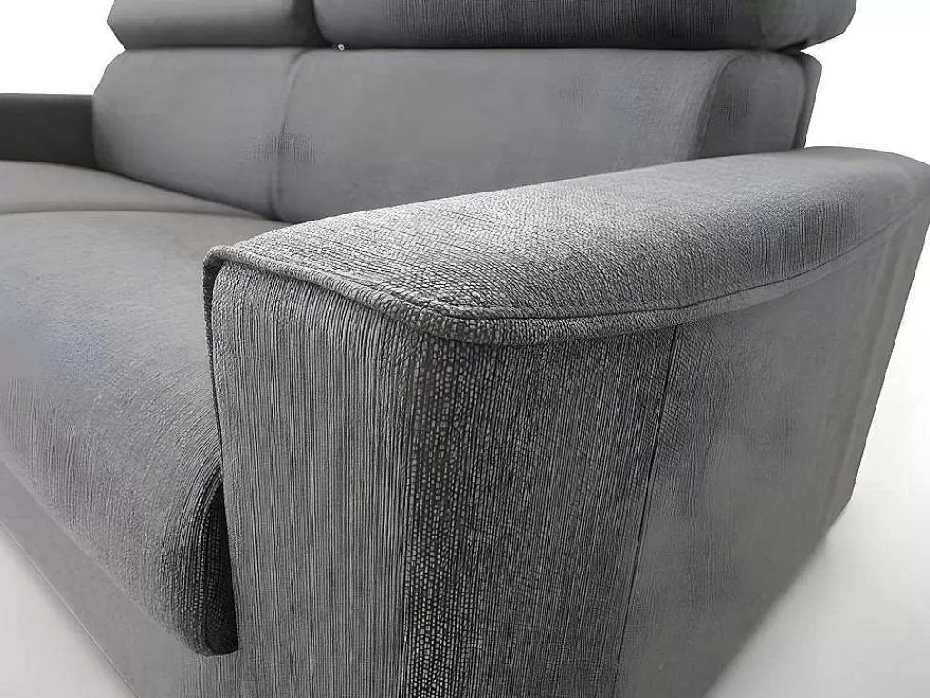 Sofá Cama De Abertura Rapida*Vente-unique Sofá De 3 Lugares Convertivel De Abertura Rapida Em Tecido Vizir - Cinza - Cama De Ripas Largas De 140 Cm - Colchão De 18 Cm