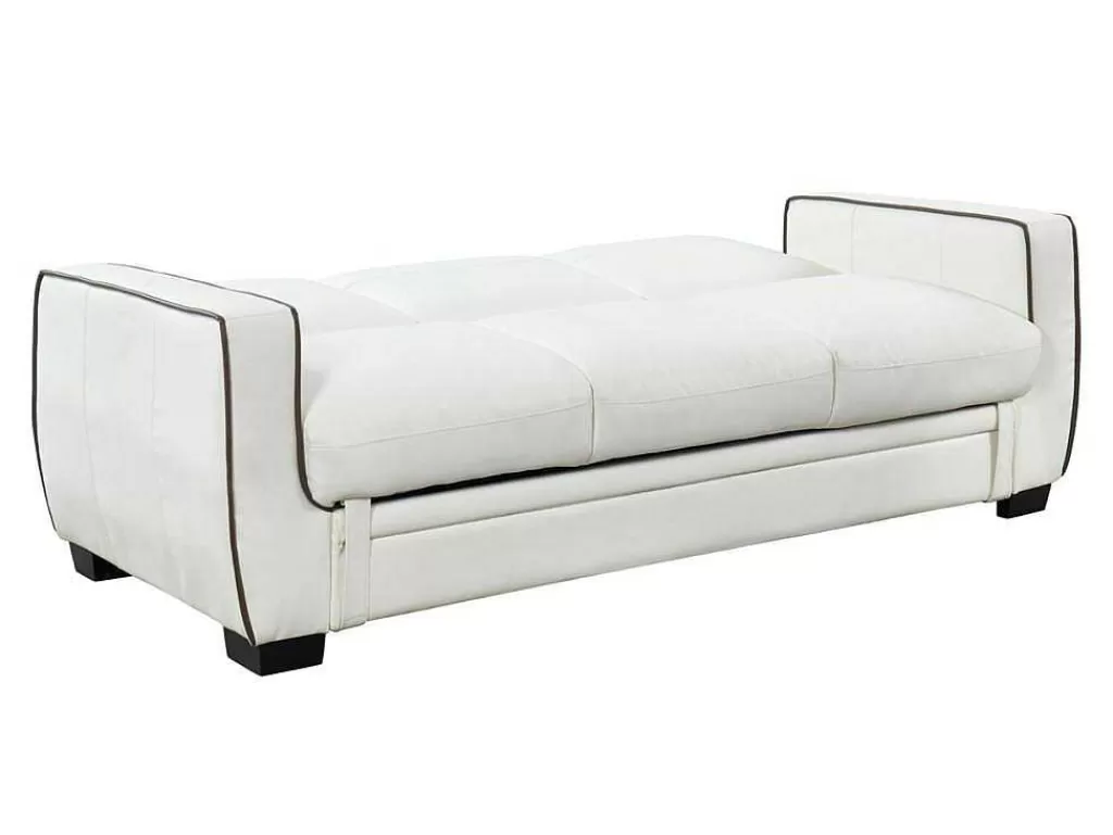Sofá Cama Clic-Clac E Dobravel*Vente-unique Sofá De 3 Lugares Convertivel Em Pele Sintética Naty - Branco