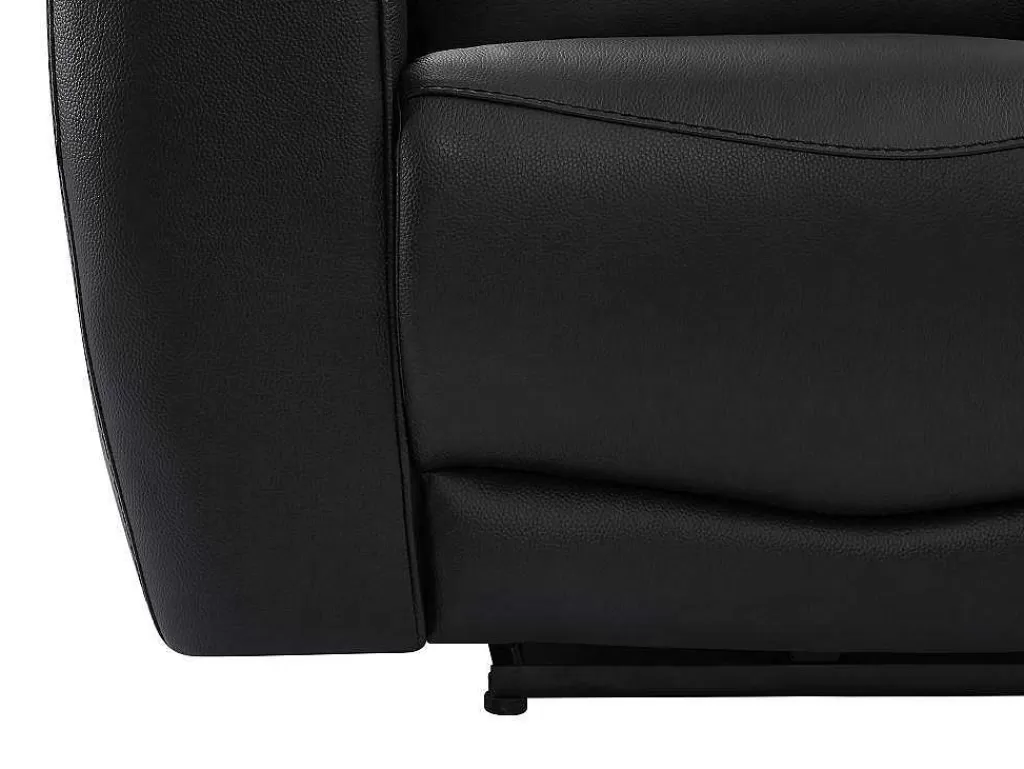 Conjunto Sofá E Poltrona*Vente-unique Sofá De 3 Lugares E Poltrona Articulados Eletricos Em Couro De Vaca Preto - Damon