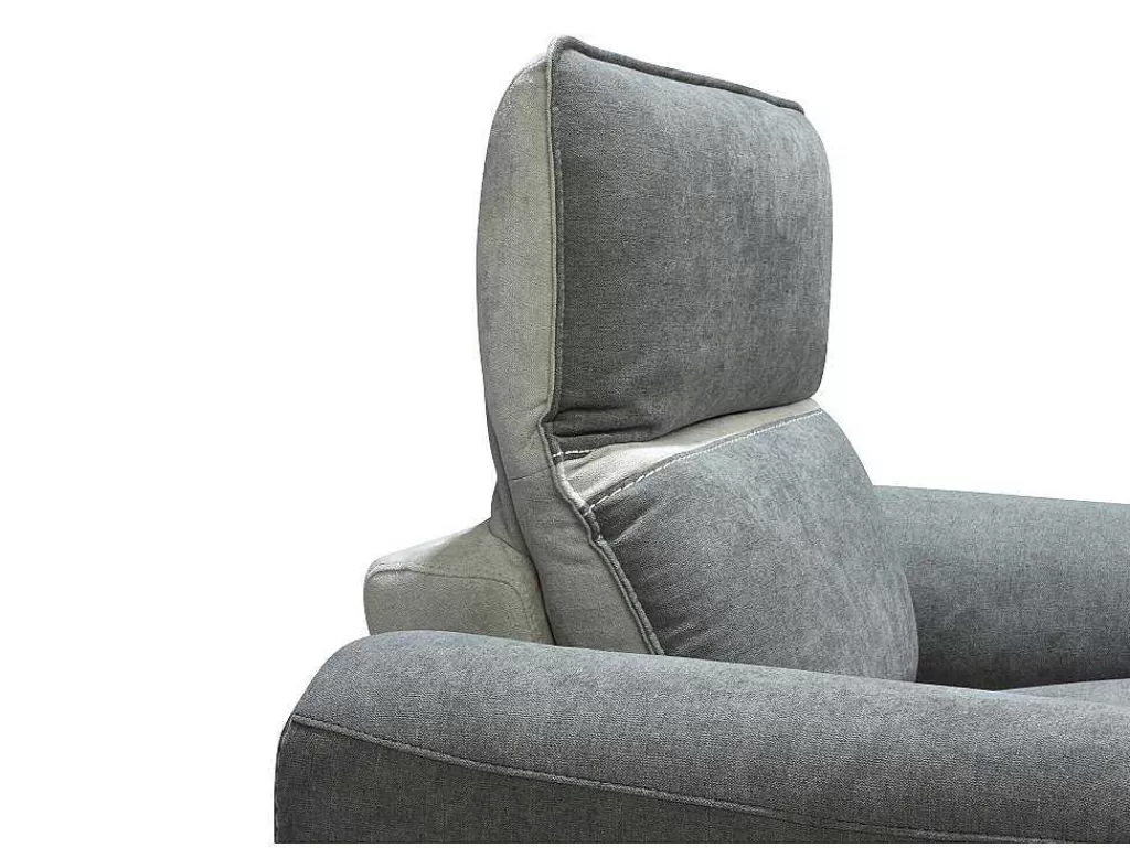 Conjunto Sofá E Poltrona*Vente-unique Sofá De 3 Lugares E Poltrona Articulados Eletricos Tecido Cinzento-Escuro - Orietto