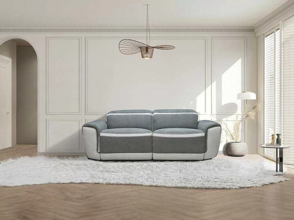 Conjunto Sofá E Poltrona*Vente-unique Sofá De 3 Lugares E Poltrona Articulados Eletricos Tecido Cinzento-Escuro - Orietto