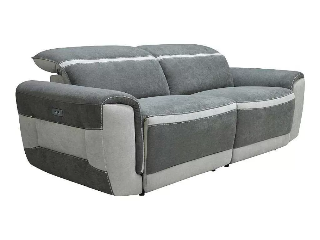 Conjunto Sofá E Poltrona*Vente-unique Sofá De 3 Lugares E Poltrona Articulados Eletricos Tecido Cinzento-Escuro - Orietto