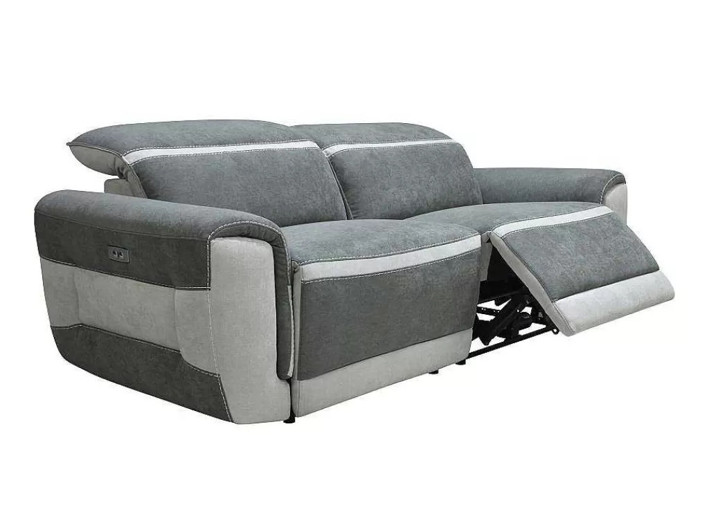 Conjunto Sofá E Poltrona*Vente-unique Sofá De 3 Lugares E Poltrona Articulados Eletricos Tecido Cinzento-Escuro - Orietto