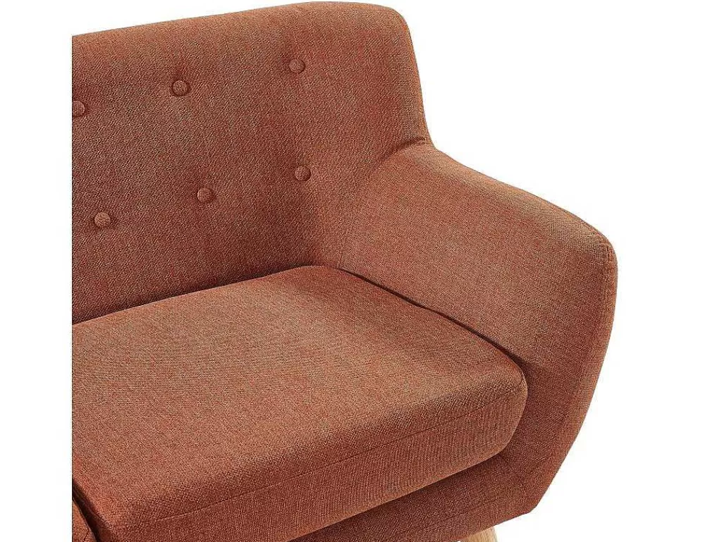 Conjunto Sofá E Poltrona*Vente-unique Sofá De 3 Lugares E Poltrona Em Tecido Laranja - Serti Ii