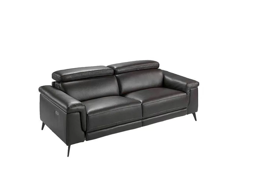 Promoções Sofás & Poltronas*Angel Cerda Sofá De 3 Lugares Estofado Em Couro De Vaca Cor De Chocolate Estrutura De Madeira De Pinho 6051