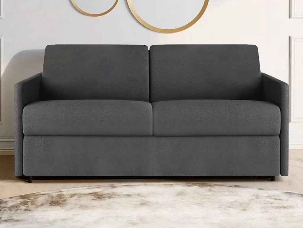 Sofá Cama De Abertura Rapida*Vente-unique Sofá De 3 Lugares Rapidamente Convertivel Em Cama Em Tecido Cinzento - Cama De 140 Cm E Colchão De 22 Cm - Calife