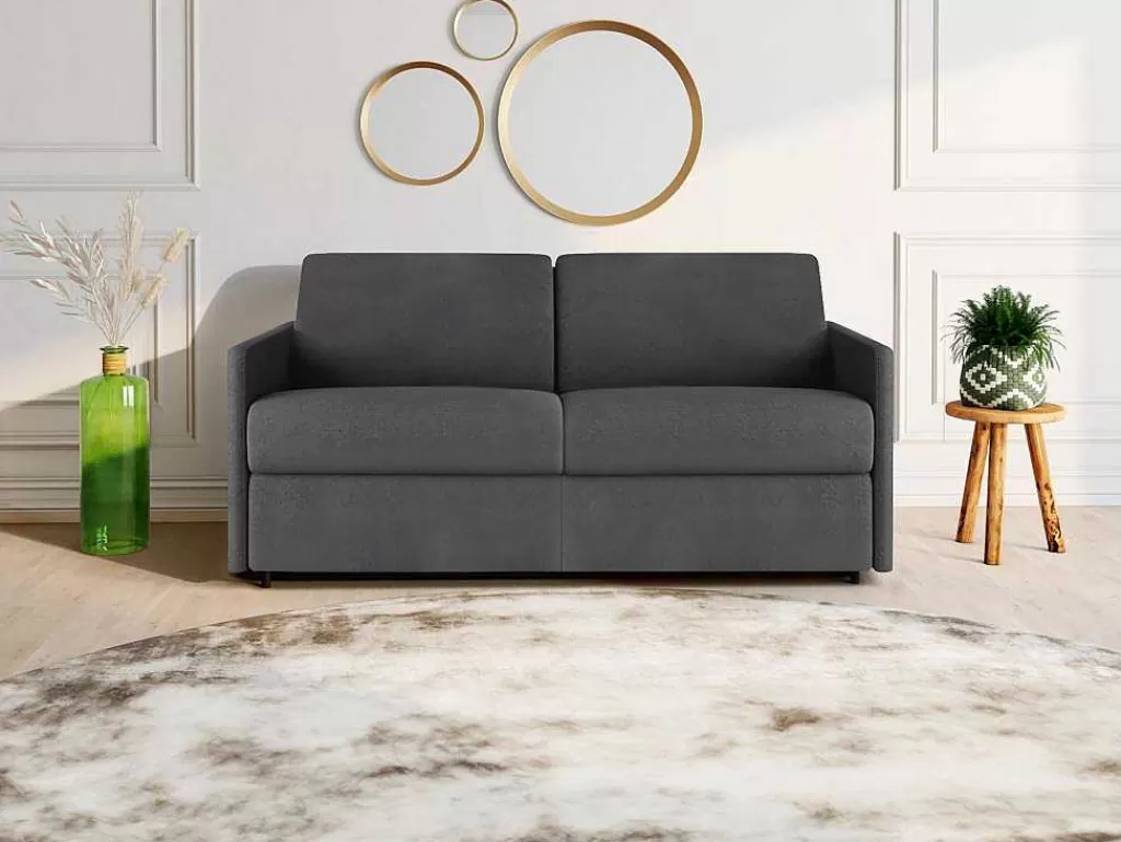 Sofá Cama De Abertura Rapida*Vente-unique Sofá De 3 Lugares Rapidamente Convertivel Em Cama Em Tecido Cinzento - Cama De 140 Cm E Colchão De 22 Cm - Calife