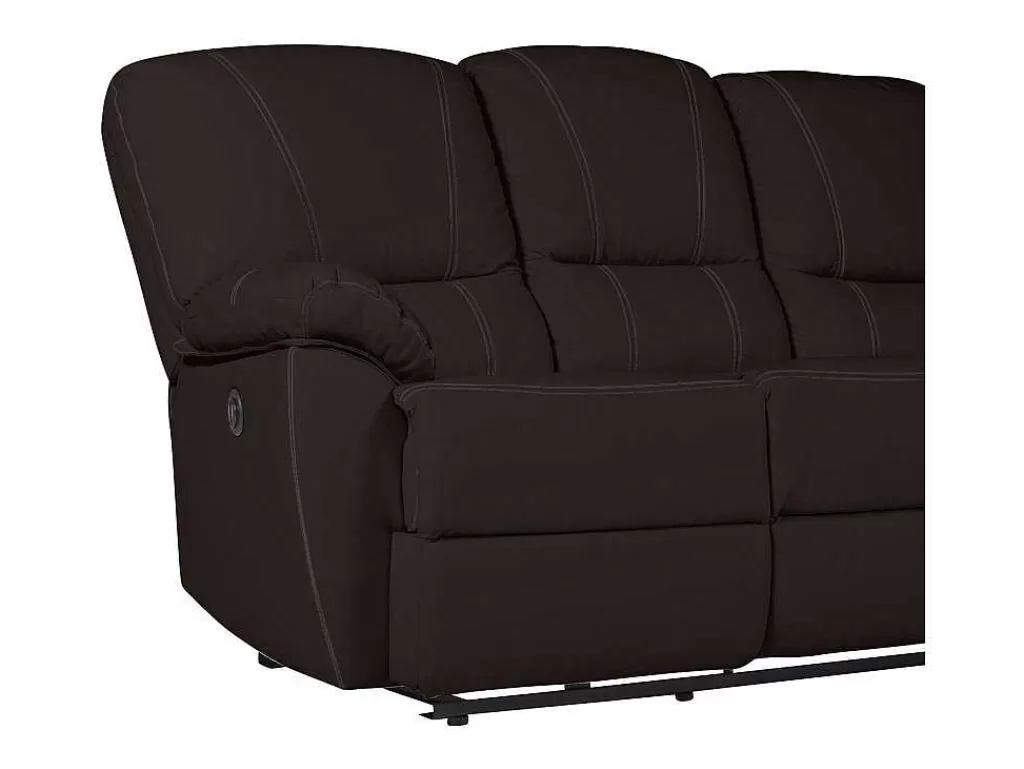 Sofá De Relaxamento Eletrico*Vente-unique Sofá De 3 Lugares Relax Electrico Em Pele Castanho - Marcis