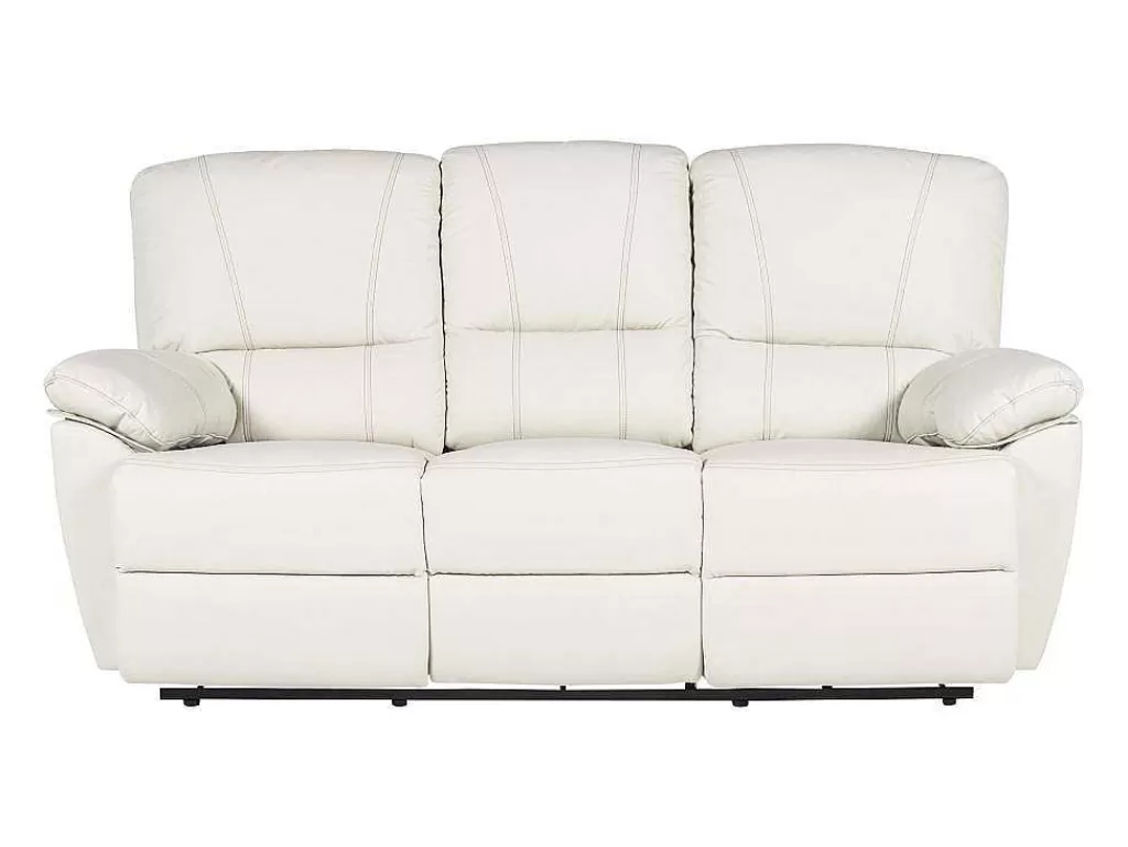 Promoções Sofás & Poltronas*Vente-unique Sofá De 3 Lugares Relax Electrico Em Pele Marfim - Marcis
