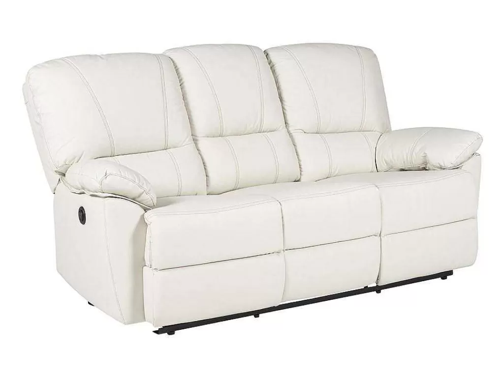 Promoções Sofás & Poltronas*Vente-unique Sofá De 3 Lugares Relax Electrico Em Pele Marfim - Marcis