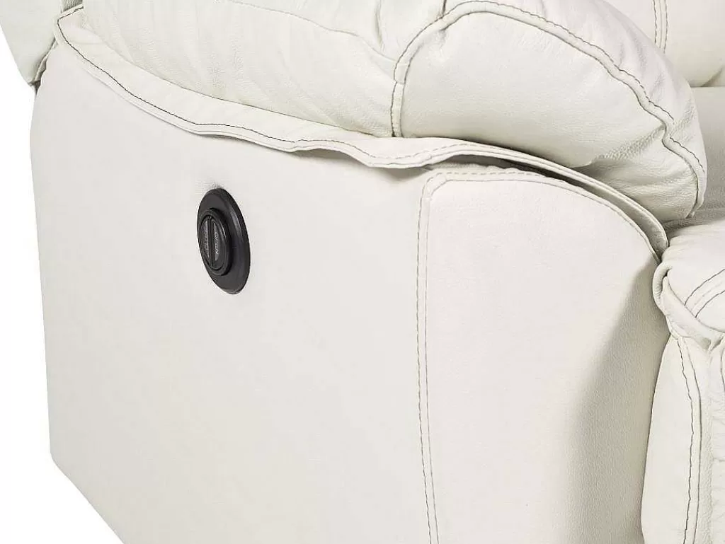 Promoções Sofás & Poltronas*Vente-unique Sofá De 3 Lugares Relax Electrico Em Pele Marfim - Marcis