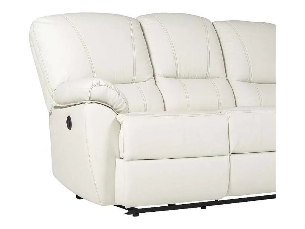 Promoções Sofás & Poltronas*Vente-unique Sofá De 3 Lugares Relax Electrico Em Pele Marfim - Marcis