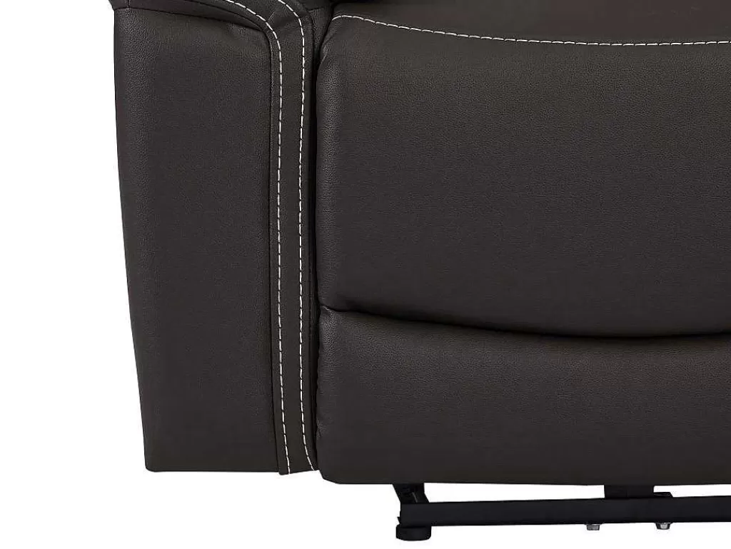 Sofá De Relaxamento Eletrico*Vente-unique Sofá De 3 Lugares Relax Eletrico Em Pele Castanho - Isiris