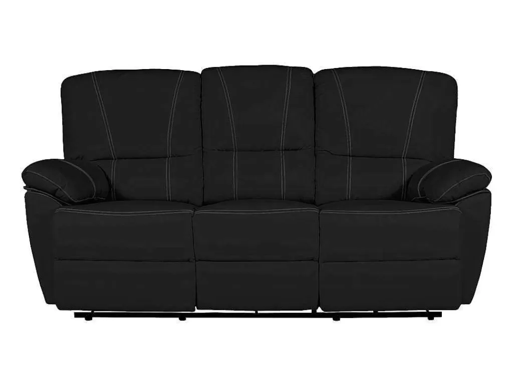 Sofá De Relaxamento Eletrico*Vente-unique Sofá De 3 Lugares Relax Eletrico Em Pele Preto - Marcis