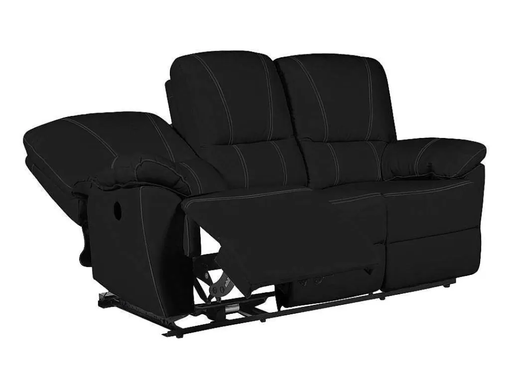 Sofá De Relaxamento Eletrico*Vente-unique Sofá De 3 Lugares Relax Eletrico Em Pele Preto - Marcis