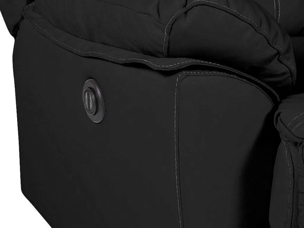 Sofá De Relaxamento Eletrico*Vente-unique Sofá De 3 Lugares Relax Eletrico Em Pele Preto - Marcis