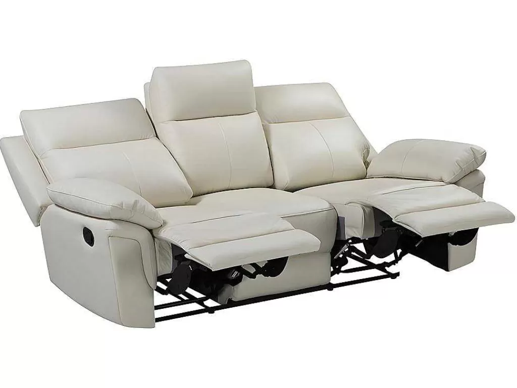 Sofá De 2 Ou 3 Lugares*Vente-unique Sofá De 3 Lugares Relax Em Pele De Bufalo Marfim - Pakita