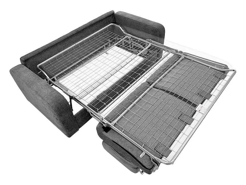 Sofá Cama De Abertura Rapida*Vente-unique Sofá De 4 Lugares Convertivel Abertura Rapida Tecido Matizado Cinza Antracite, Cama 160 Cm E Colchão 14 Cm - Bevis