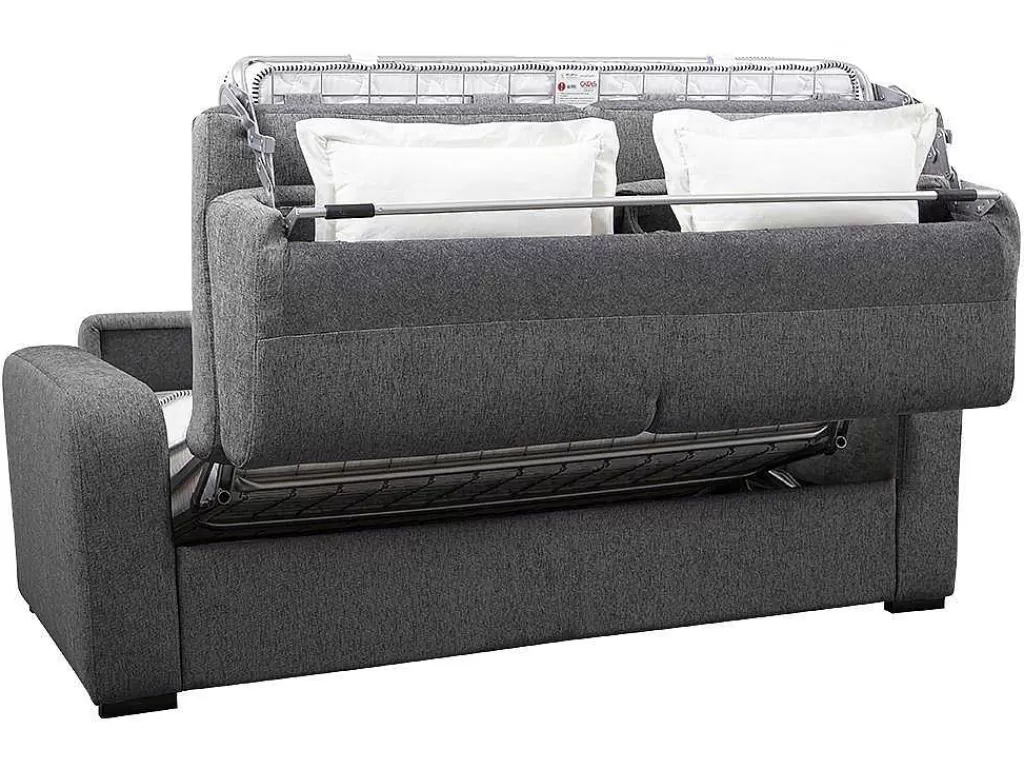 Sofá Cama De Abertura Rapida*Vente-unique Sofá De 4 Lugares Convertivel De Abertura Rapida Em Tecido Antracite Bevis Colchão De 14 Cm