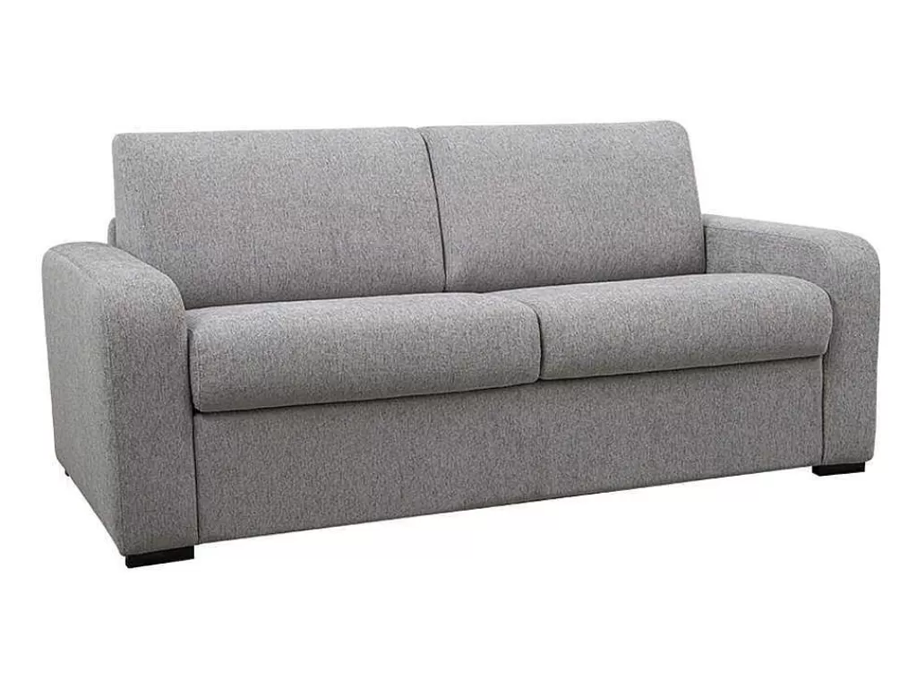 Sofá Cama De Abertura Rapida*Vente-unique Sofá De 4 Lugares Convertivel De Abertura Rapida Em Tecido Cinza Bevis Colchão De 14 Cm