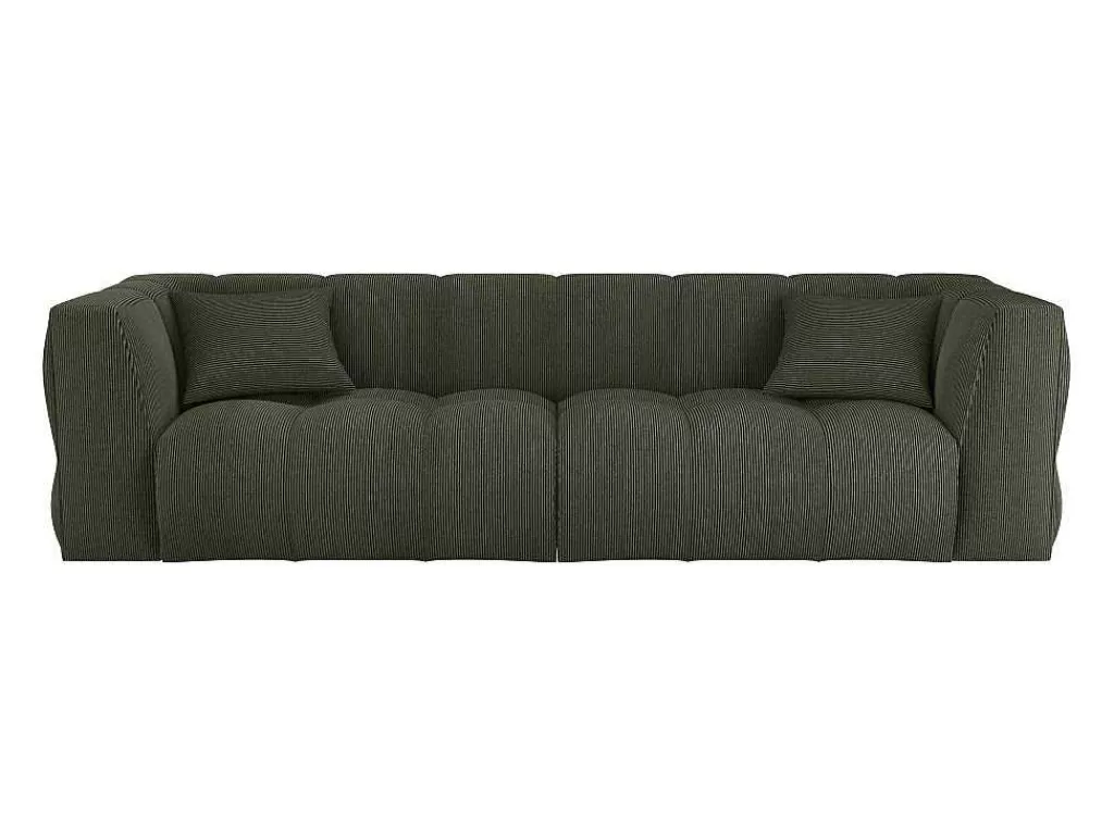 Sofá De 4 Lugares*Maison Céphy Sofá De 4 Lugares Veludo Canelado Verde - Naemia De Maison Cephy
