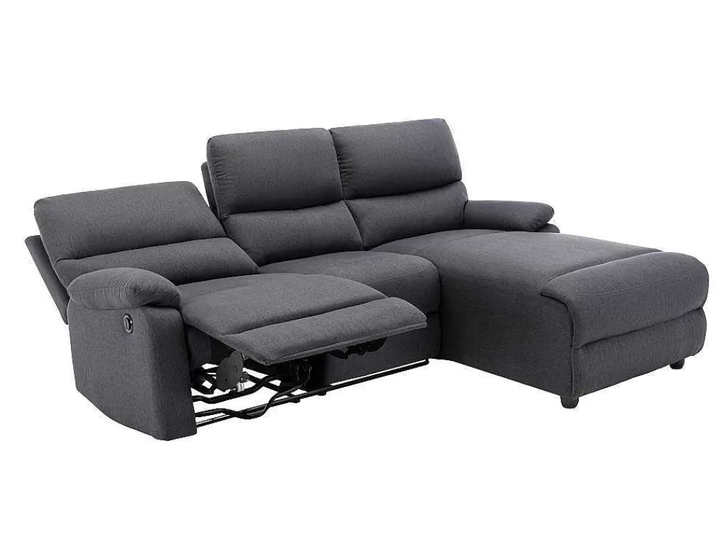 Sofá De Relaxamento Eletrico*Vente-unique Sofá De Canto Articulado Eletrico Em Tecido Cor Antracite De Canto Direito - Lunano