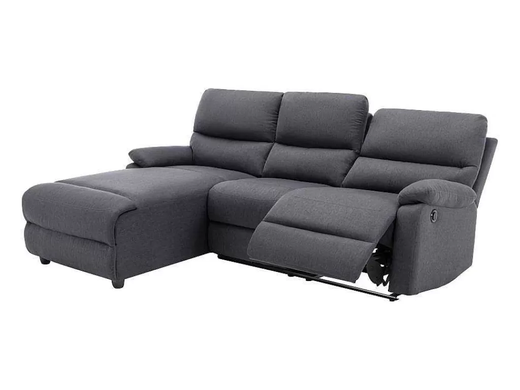 Sofá De Relaxamento Eletrico*Vente-unique Sofá De Canto Articulado Eletrico Em Tecido Cor Antracite De Canto Esquerdo - Lunano