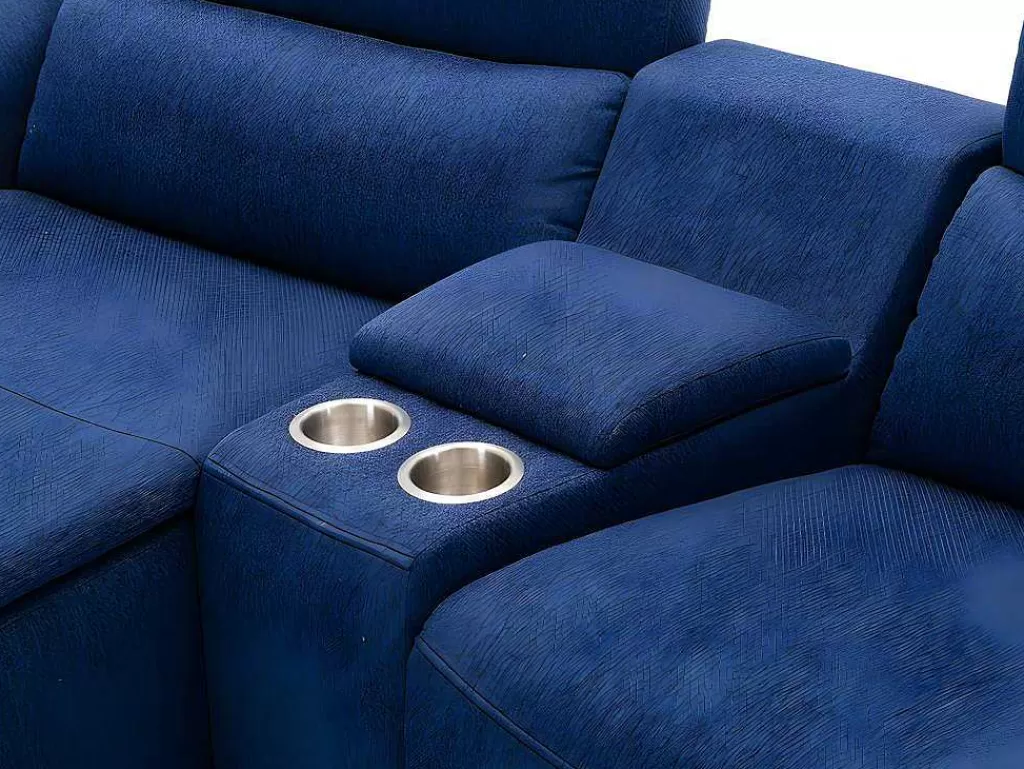 Sofá De Relaxamento Eletrico*Vente-unique Sofá De Canto Articulado Eletrico Em Tecido Cor Azul De Canto Esquerdo - Eivor
