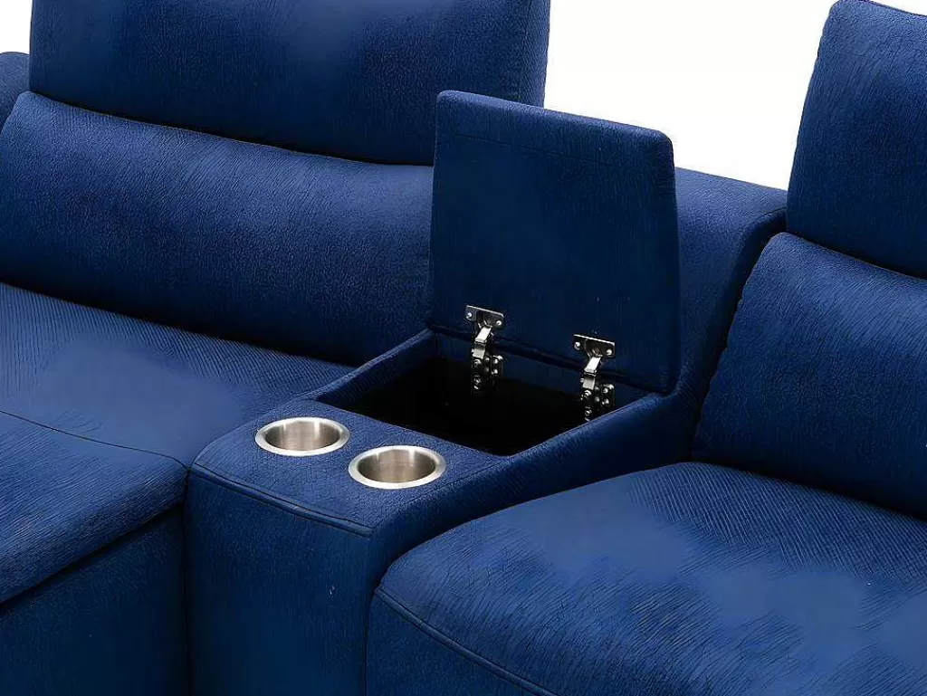 Sofá De Relaxamento Eletrico*Vente-unique Sofá De Canto Articulado Eletrico Em Tecido Cor Azul De Canto Esquerdo - Eivor