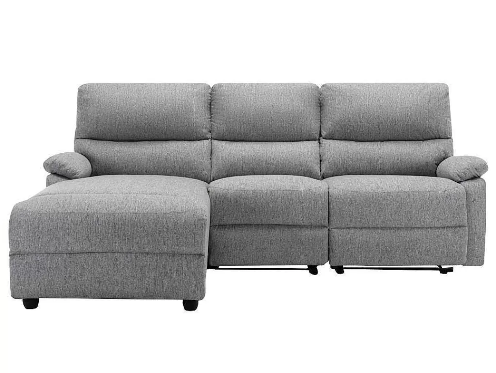 Sofá De Relaxamento Eletrico*Vente-unique Sofá De Canto Articulado Eletrico Em Tecido Cor Cinza-Claro De Canto Esquerdo - Lunano