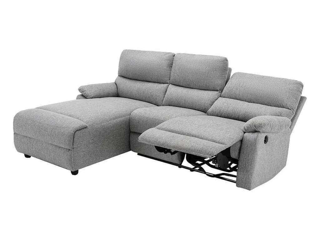 Sofá De Relaxamento Eletrico*Vente-unique Sofá De Canto Articulado Eletrico Em Tecido Cor Cinza-Claro De Canto Esquerdo - Lunano