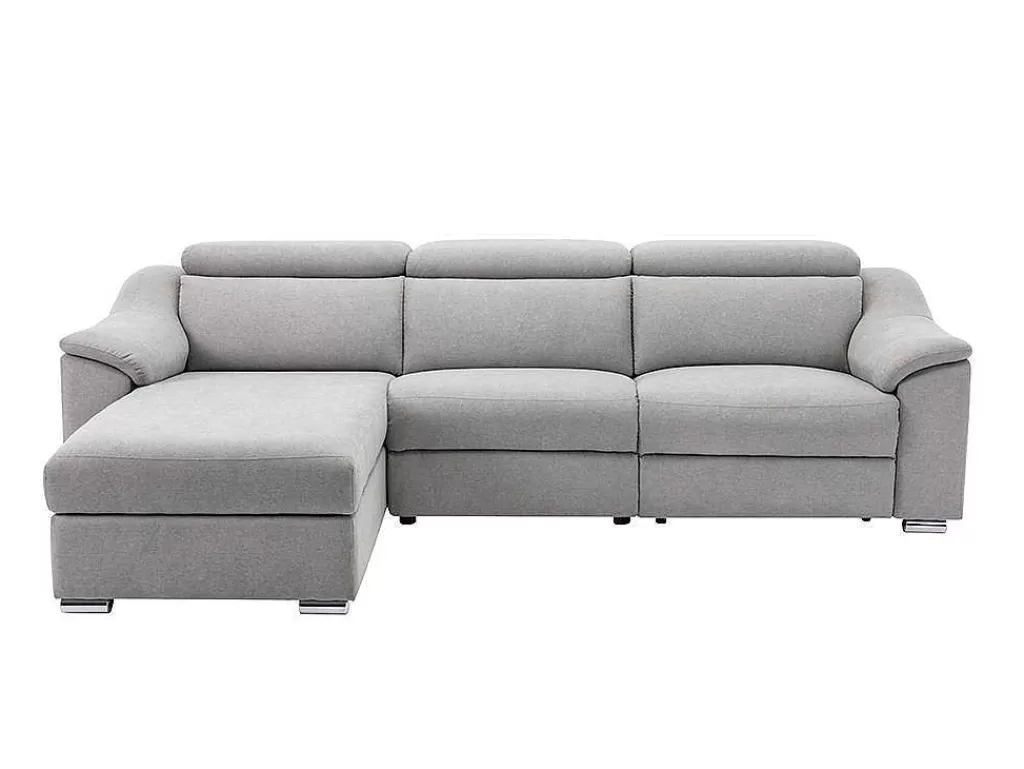 Sofá De Relaxamento Eletrico*Vente-unique Sofá De Canto Articulado Em Tecido Cor Cinza-Claro De Canto Esquerdo - Pedrera