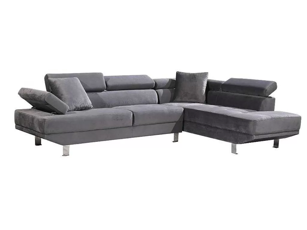 Sofá De Canto*Saldosystocks Sofá De Canto Chaise Longue Executive Cinza 262X190Cm Vista Frontal Lado Direito