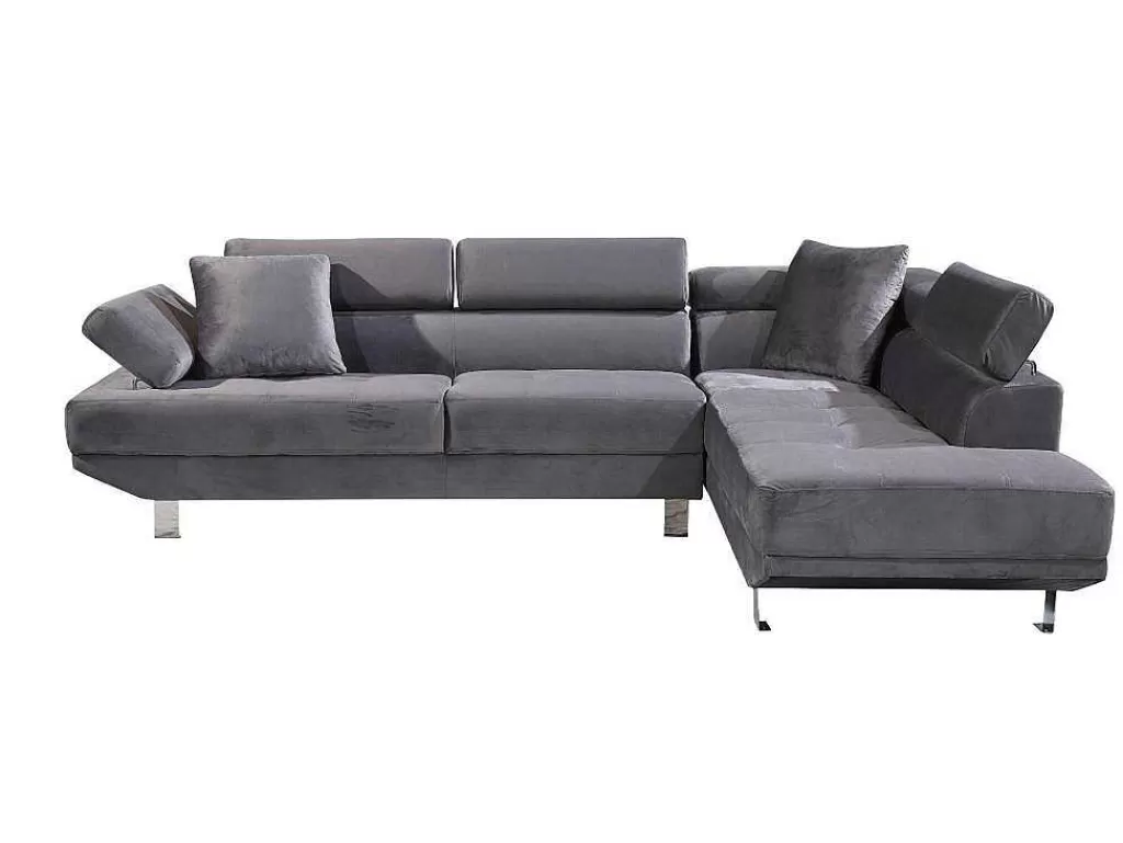 Sofá De Canto*Saldosystocks Sofá De Canto Chaise Longue Executive Cinza 262X190Cm Vista Frontal Lado Direito