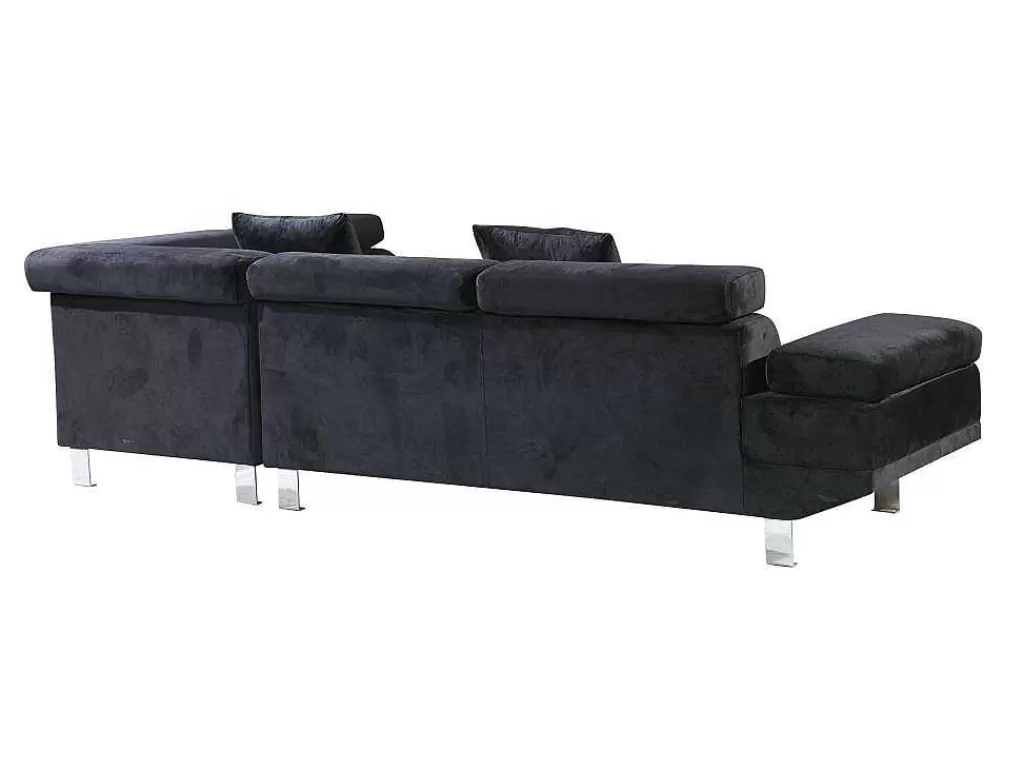 Sofá*Saldosystocks Sofá De Canto Chaise Longue Executive Preto 262X190Cm Vista Frontal Lado Direito