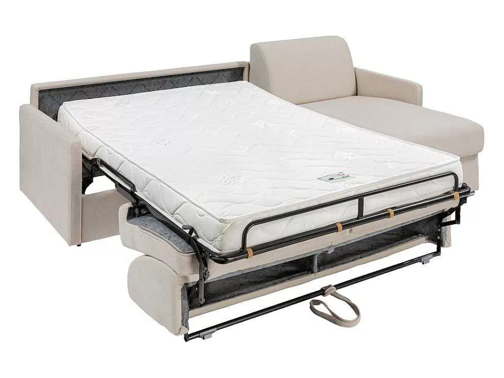 Sofá Cama De Abertura Rapida*Vente-unique Sofá De Canto Convertivel Abertura Rapida E Reversivel Tecido Bege, Cama 140 Cm E Colchão 14 Cm - Calife