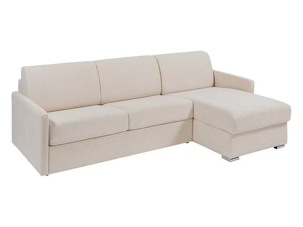 Sofá Cama De Abertura Rapida*Vente-unique Sofá De Canto Convertivel Abertura Rapida E Reversivel Tecido Bege, Cama 140 Cm E Colchão 22 Cm - Calife