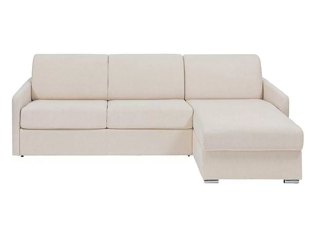 Sofá Cama De Abertura Rapida*Vente-unique Sofá De Canto Convertivel Abertura Rapida E Reversivel Tecido Bege, Cama 140 Cm E Colchão 22 Cm - Calife