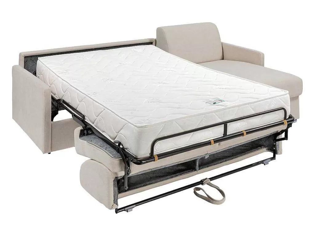 Sofá Cama De Abertura Rapida*Vente-unique Sofá De Canto Convertivel Abertura Rapida E Reversivel Tecido Bege, Cama 140 Cm E Colchão 22 Cm - Calife