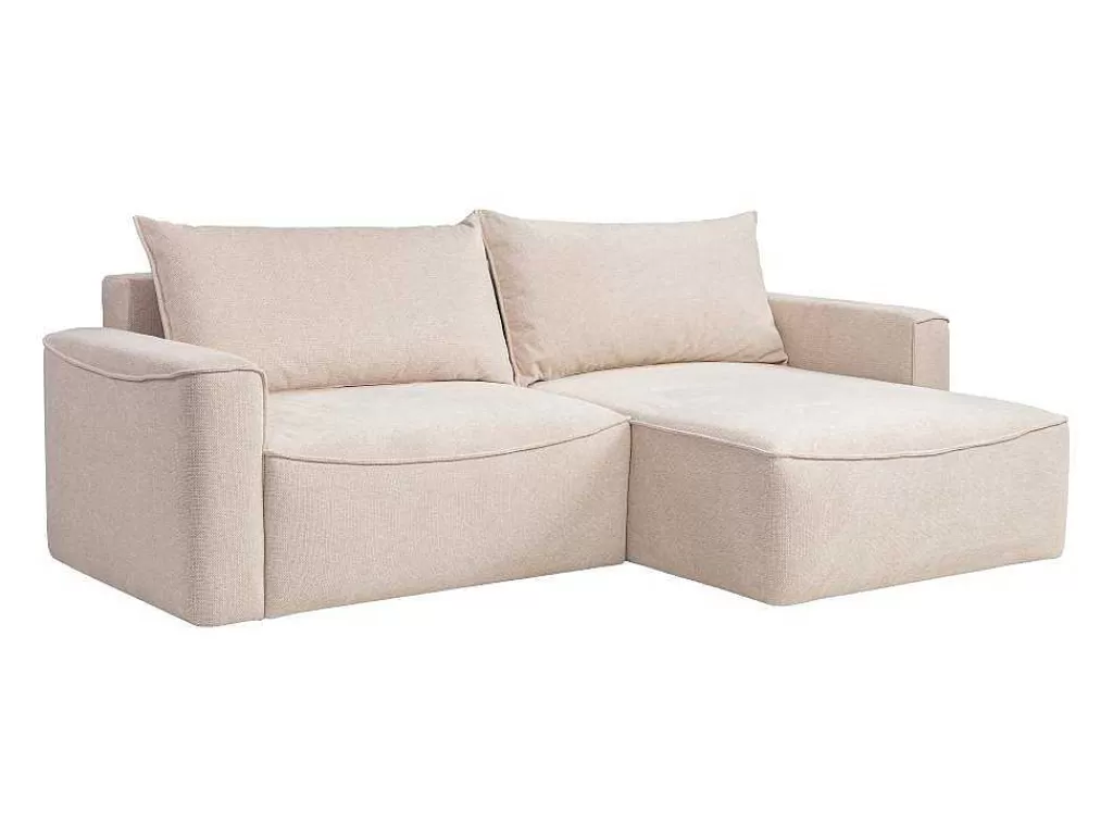 Sofá De 4 Lugares*Vente-unique Sofá De Canto Convertivel E Reversivel Em Tecido Texturado Bege - Asturio