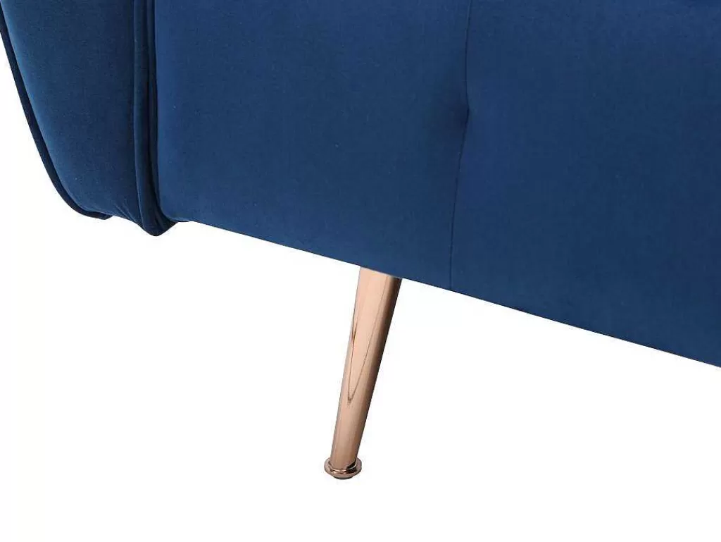 Sofá De Canto*Vente-unique Sofá De Canto Convertivel E Reversivel Em Veludo Azul-Escuro - Polani