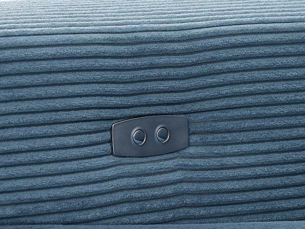 Sofá De Relaxamento Eletrico*Vente-unique Sofá De Canto Direito Articulado Eletrico Em Tecido Canelado Azul - Amelio