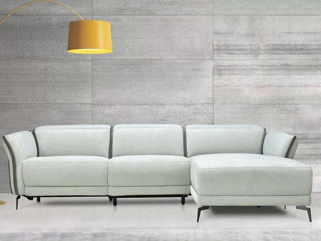 Sofá De Relaxamento Eletrico*Vente-unique Sofá De Canto Direito Articulado Eletrico Em Tecido Cinzento-Claro E Cinzento Antracite - Geraldine